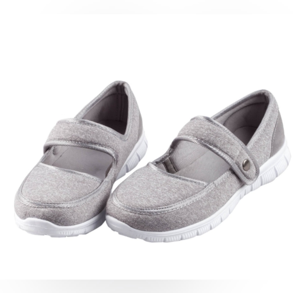 Miles Kimball Silver StepsFeather Lite Mary JaneShoes, Gray Color
